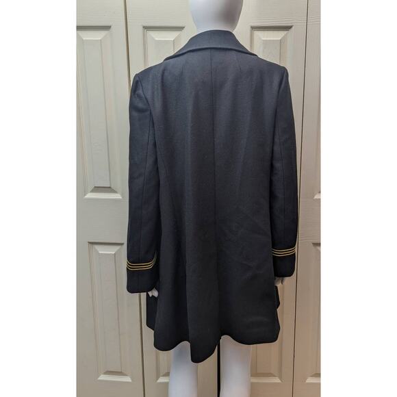 Tory Burch Pea Coat Size 10 Wool Military Double Breasted Gold Logo Buttons - Picture 4 of 16